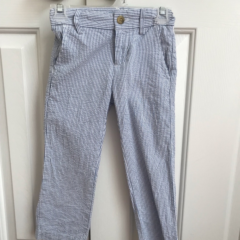 Janie & Jack Seersucker Blue and White Stripe Sz 4